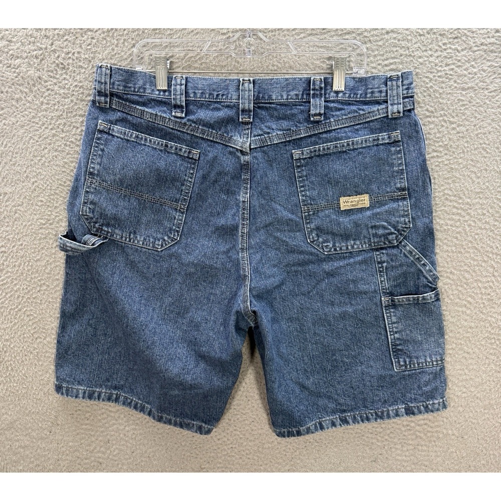 Wrangler Shorts Mens 38 Blue Denim Carpenter Jorts Workwear Chore Barn Grunge